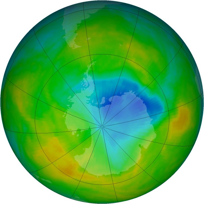 Antarctic ozone map for 25 November 1984